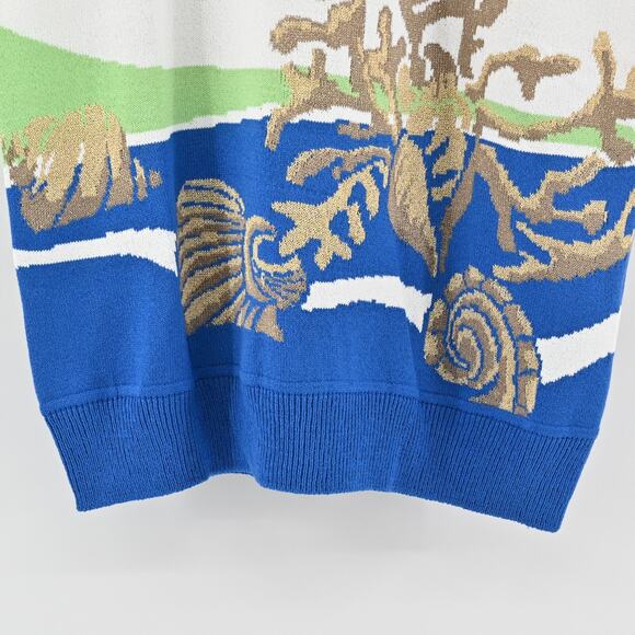 ST JOHN Sweater Womens Size MP Santana Knit Wool Blend Nautical Ocean Dog Show - Picture 3 of 11